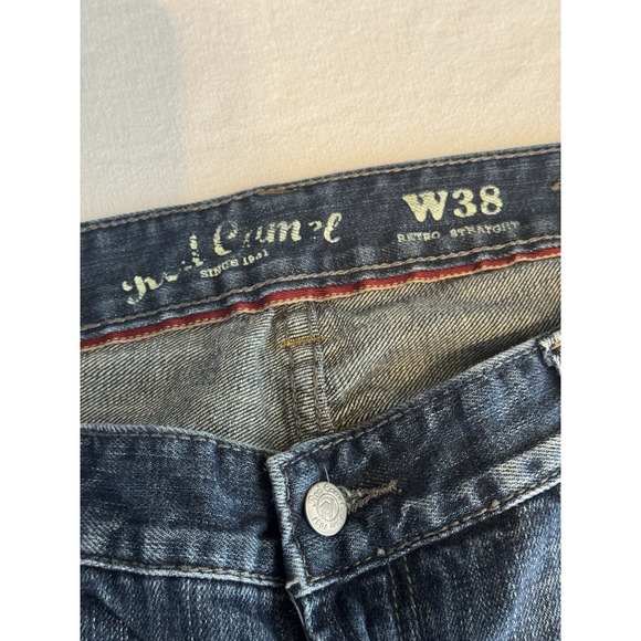 Red Camel Men's Retro Straight Jeans W38 Y2K Grunge Distressed Cross Flap Pocket - Picture 5 of 10